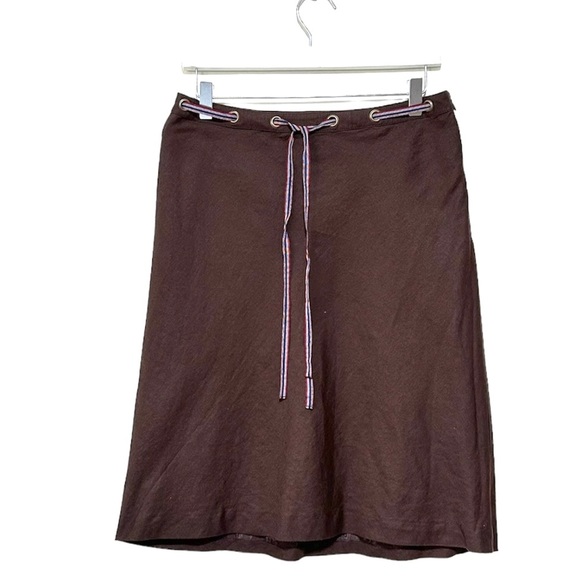 BCBGMaxArzia Brown A-Line Linen Side Zipper Skirt Size 4 - Picture 1 of 8